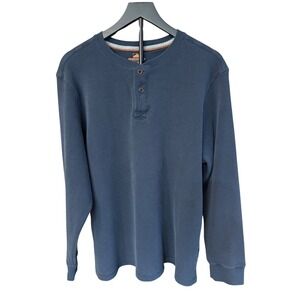 Northwest Territory Mens Long Sleeve Waffle Knit Henley Navy Blue Size X-Large